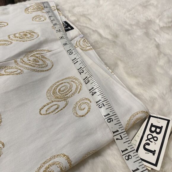 NWT B & J Women's White w Gold Embroidered Whimsical Design Pants Sz 14 - Picture 4 of 8